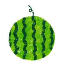 手描き風スイカ　クレヨンタッチ