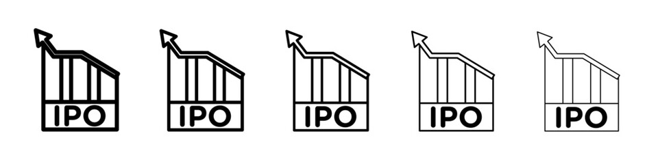 IPO Initial public offering icon vector outline symbol or illustration