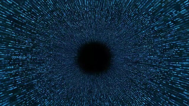 Flowing Digital Binary Code in Glowing Blue Light &ndash; Abstract Data Stream and Technology Depth Concept