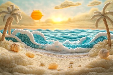 Yarn Beach Sunset Scene.