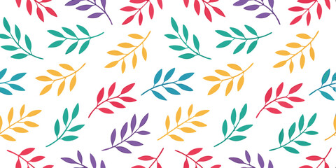 Vibrant Leaf Pattern: A captivating and lively illustration of repeating colorful leaves, symbolizing growth and renewal, adding a touch of natural beauty to any design.