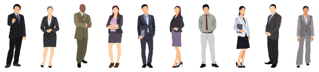 Business people collection. Males and females set. Isolated vector illustration.