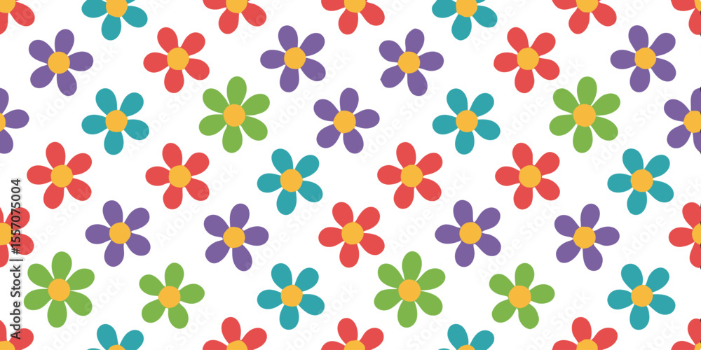 Aufkleber colorful flower pattern: a vibrant floral pattern of multi-colored flowers creates a visually appeal