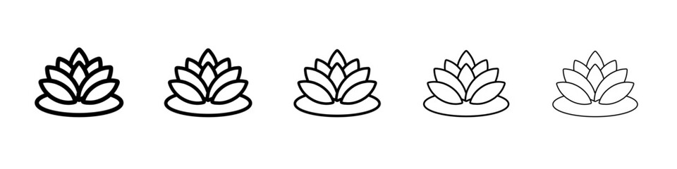 lotus icon vector outline symbol or illustration