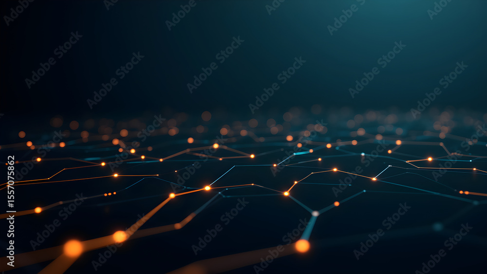 Poster interconnected glowing lines. minimalist network visualization. subtle warmth, digital connection, a