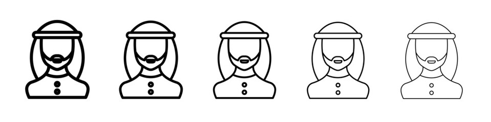 man in wearing a keffiyeh icon vector outline symbol or illustration