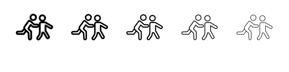 Man pushing another person icon vector outline symbol or illustration