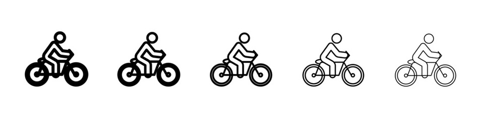 Fototapeta premium Man on bicycle icon vector outline symbol or illustration