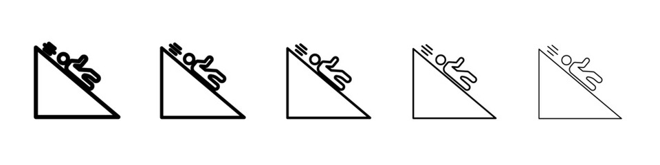 Man slide on slope icon vector outline symbol or illustration