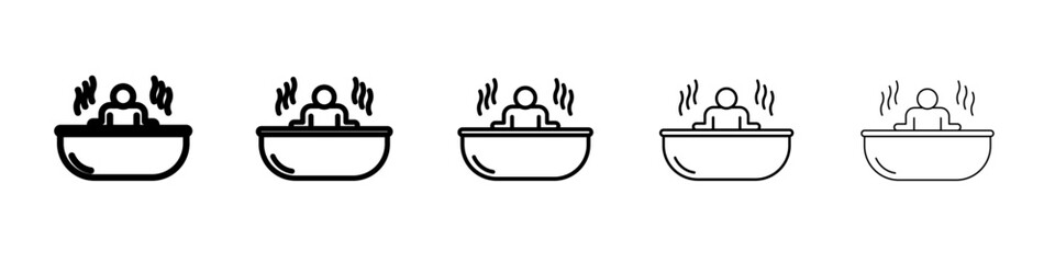 Man relaxing in jacuzzi icon vector outline symbol or illustration