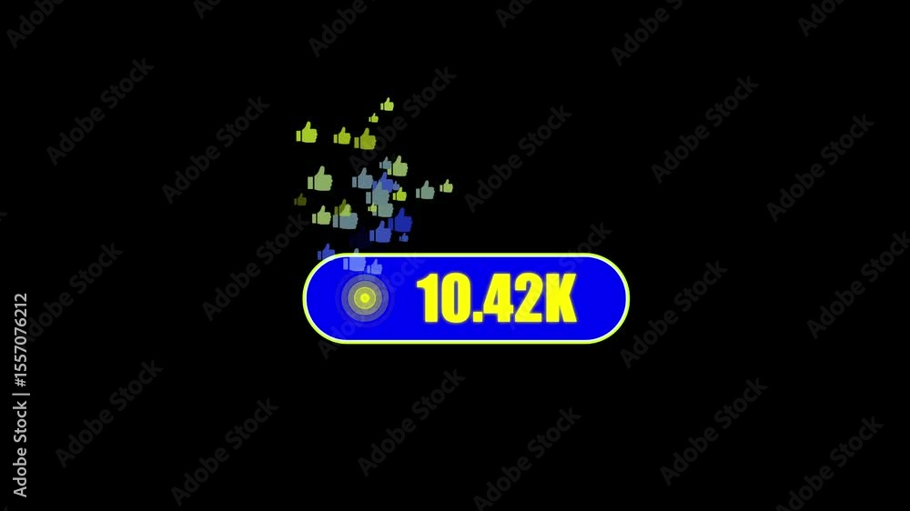 Aufkleber 20.k likes counter animation.counting numbers 0 to 20.k, like icon radio waves with black background