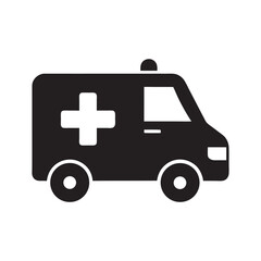 Ambulance Icon Black Silhouette on White Background Emergency Vehicle Medical Transport Healthcare Symbol First Aid Rescue Service Urgent Care