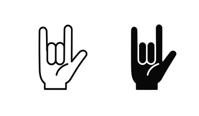 Hand Horns vector icon symbol in flat style. Hand Horns vector icon set in black and white filled and solid style