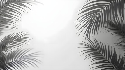 Monochrome palm leaf shadows minimalist background