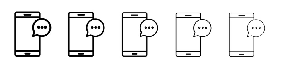 mobile with chat bubble icon vector outline symbol or illustration
