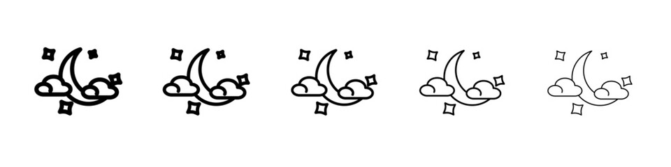 Moon and stars icon vector outline symbol or illustration