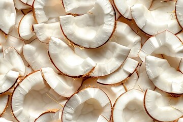 Sliced Coconut Pieces Background.