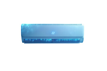 Cool air flows from a modern air conditioner on a hot day bringing relief and comfort set on transparent background