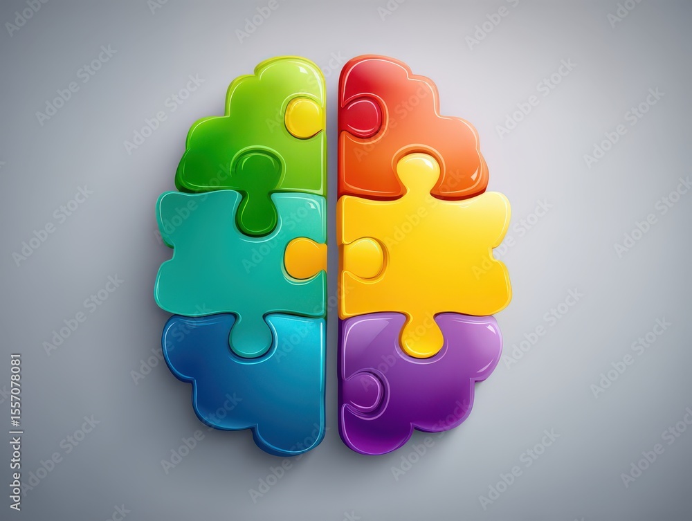 Aufkleber colorful puzzle pieces intricately arranged representing cognitive diversity and collaboration in a 