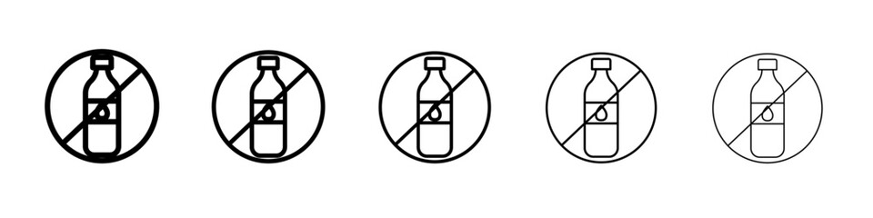 No plastic bottle icon vector outline symbol or illustration