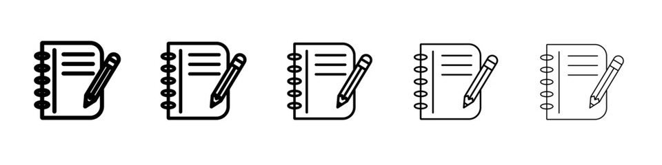 Notebook icon vector outline symbol or illustration