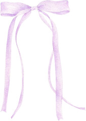Watercolor Illustration of a Purple Ribbon Bow