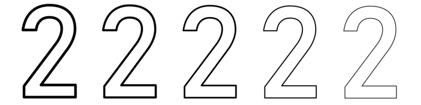 number 2 icon vector outline symbol or illustration
