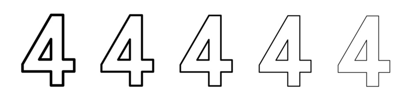 number 4 icon vector outline symbol or illustration