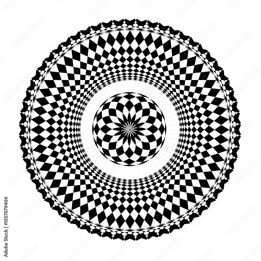 Fototapete a collection of intricate black and white circular geometric patterns, each design features unique r
