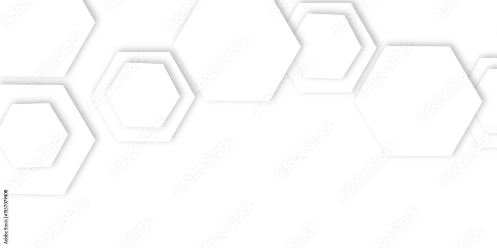 Poster abstract light grey and white hexagon 3d effect pattern with shadow seamless texture background. use