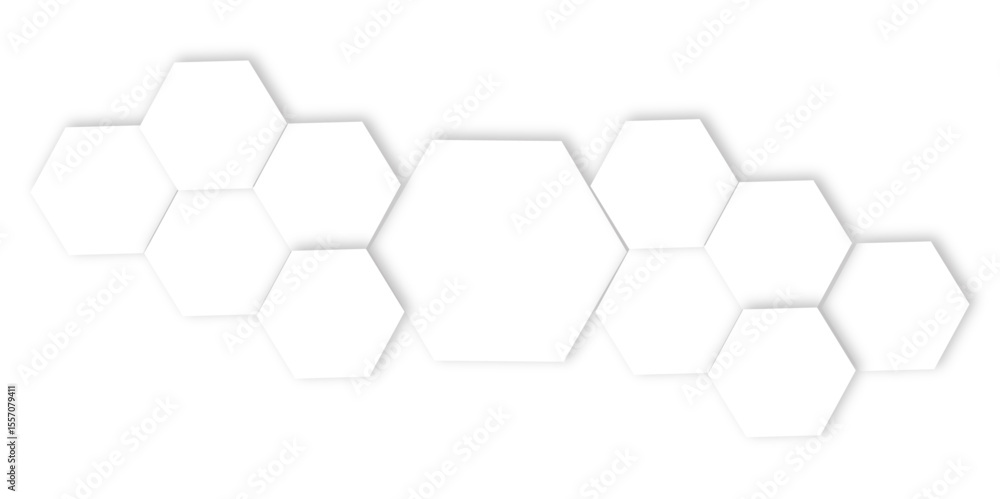 Poster abstract light grey and white hexagon 3d effect pattern with shadow seamless texture background. use