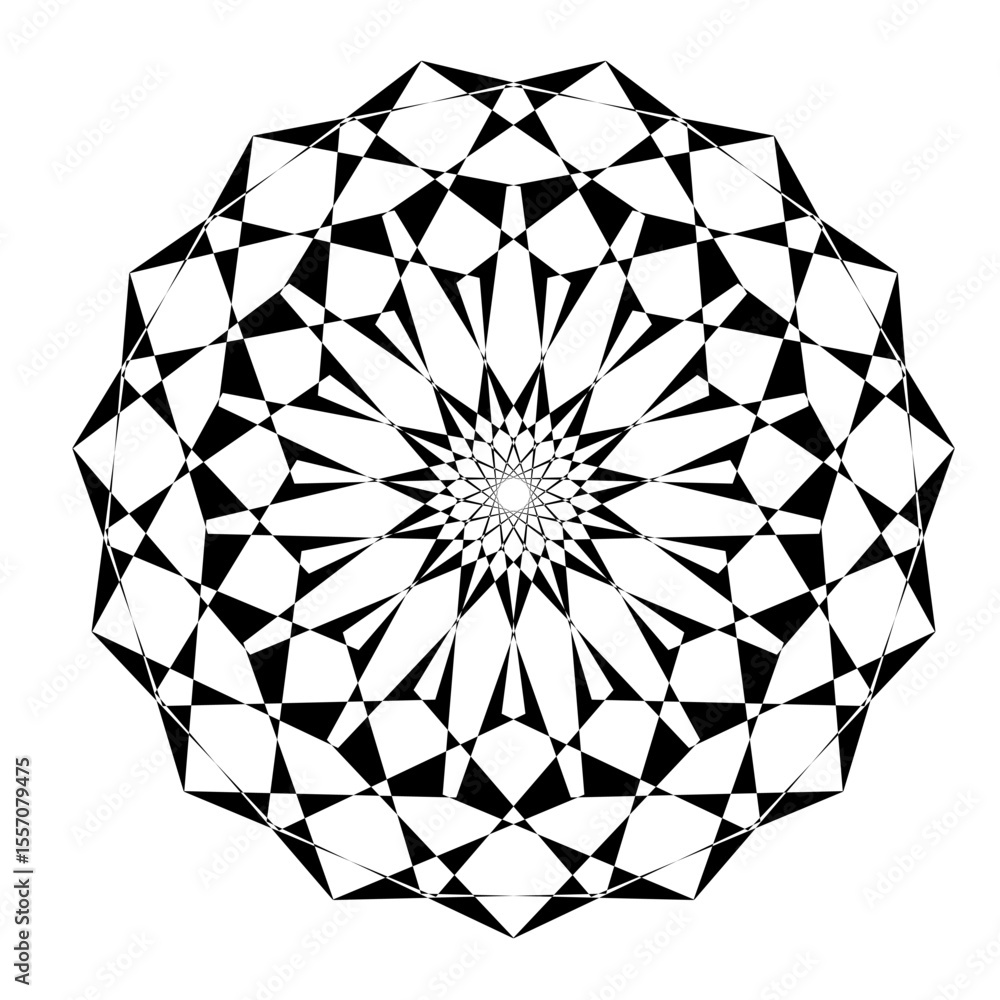 Poster a collection of intricate black and white circular geometric patterns, each design features unique r