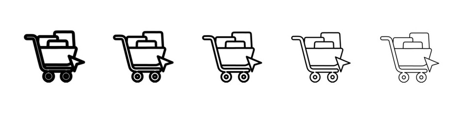 open cart icon vector outline symbol or illustration