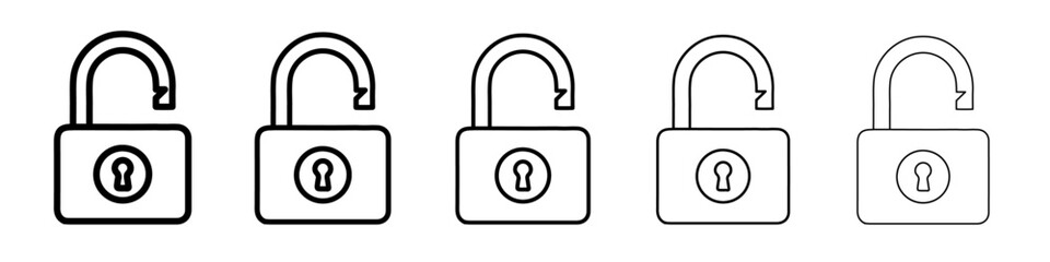 open lock icon vector outline symbol or illustration