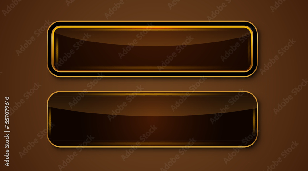Wall mural gold rectangle isolated button. golden design for empty emblem. glossy golden metallic shape. 3d rea