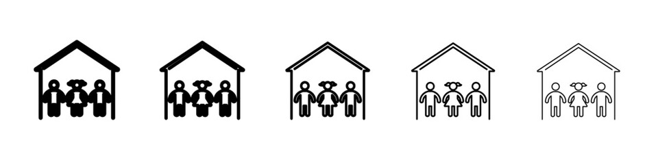 Orphanage house icon vector outline symbol or illustration