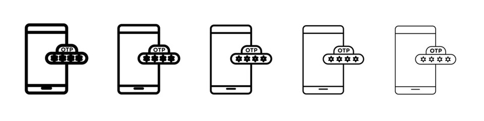 Otp sms password icon vector outline symbol or illustration