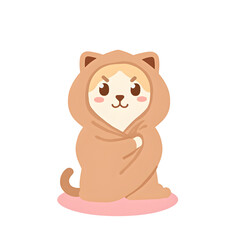 Cute dog wrapped in cozy blanket with playful expression  