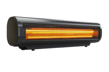 Embracing the Warmth of Modern Comfort Radiant Heat Emanating from a Sleek Black Infrared on transparent background