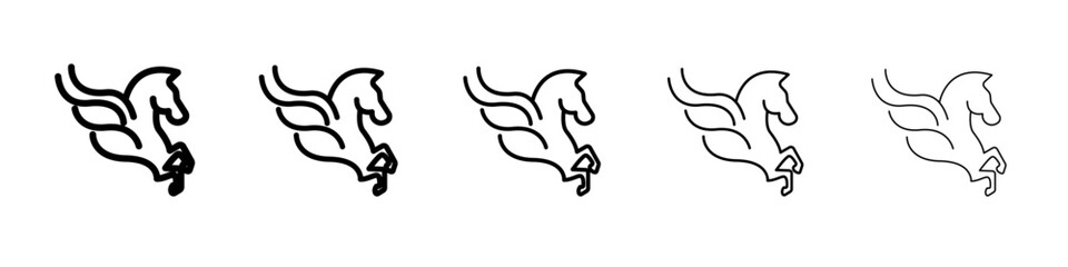 Pegasus icon vector outline symbol or illustration