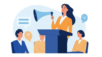 Confident Businesswoman Delivering Keynote Speech