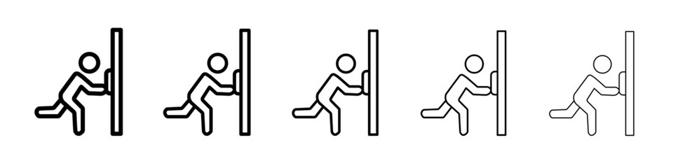 Person push the door icon vector outline symbol or illustration