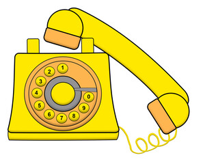clipart téléphone vintage de couleur jaune, PNG sur fond transparent