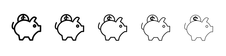 piggy bank icon vector outline symbol or illustration