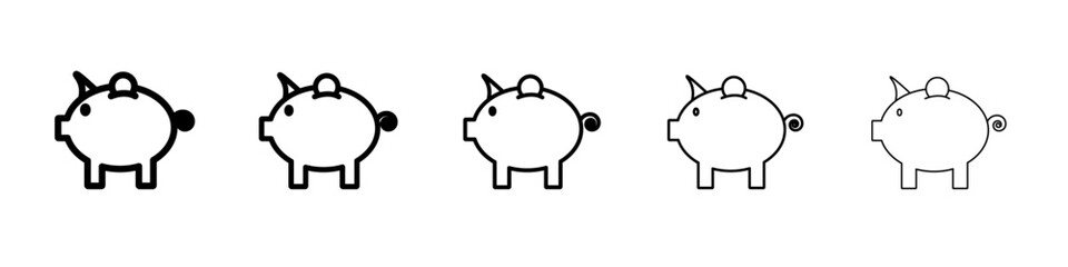 Piggy bank icon vector outline symbol or illustration