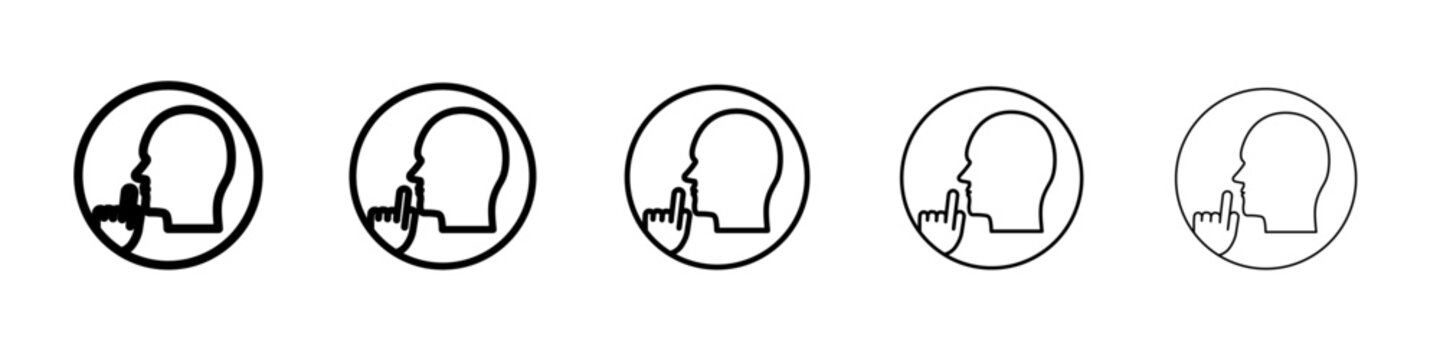Please do quite pssst icon vector outline symbol or illustration