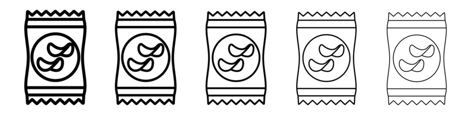 Potato chips Snacks bag icon vector outline symbol or illustration
