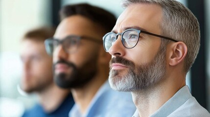 Diverse Group of Men Engaged in Listening Activity