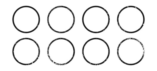 Set of grunge borders in circle form