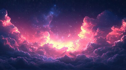 Vibrant clouds illuminated by starlight.